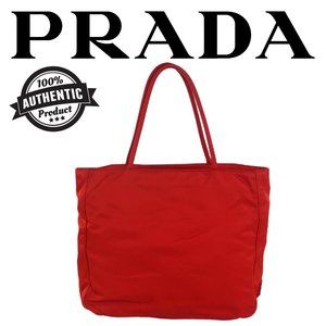 Prada Nylon Mini Tote Side Triangle Red